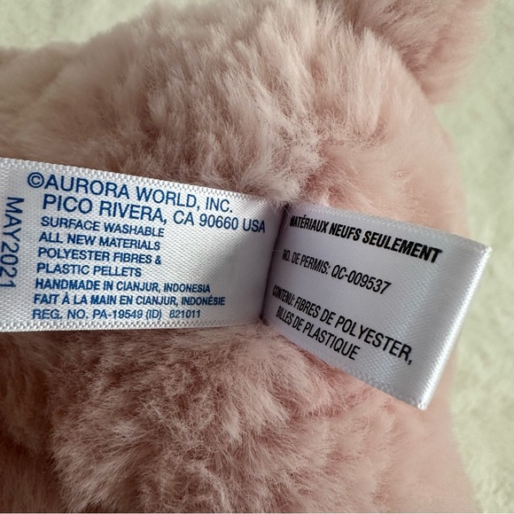 Aurora Pink Hugga Wug Teddy Bear 13” White Soft Plush Toy Stuffed Animal - Picture 4 of 6